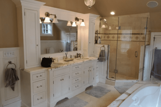 Double Sink Vanity With Makeup Counter in Fairfield County, Connecticut by Raymond Design Builders