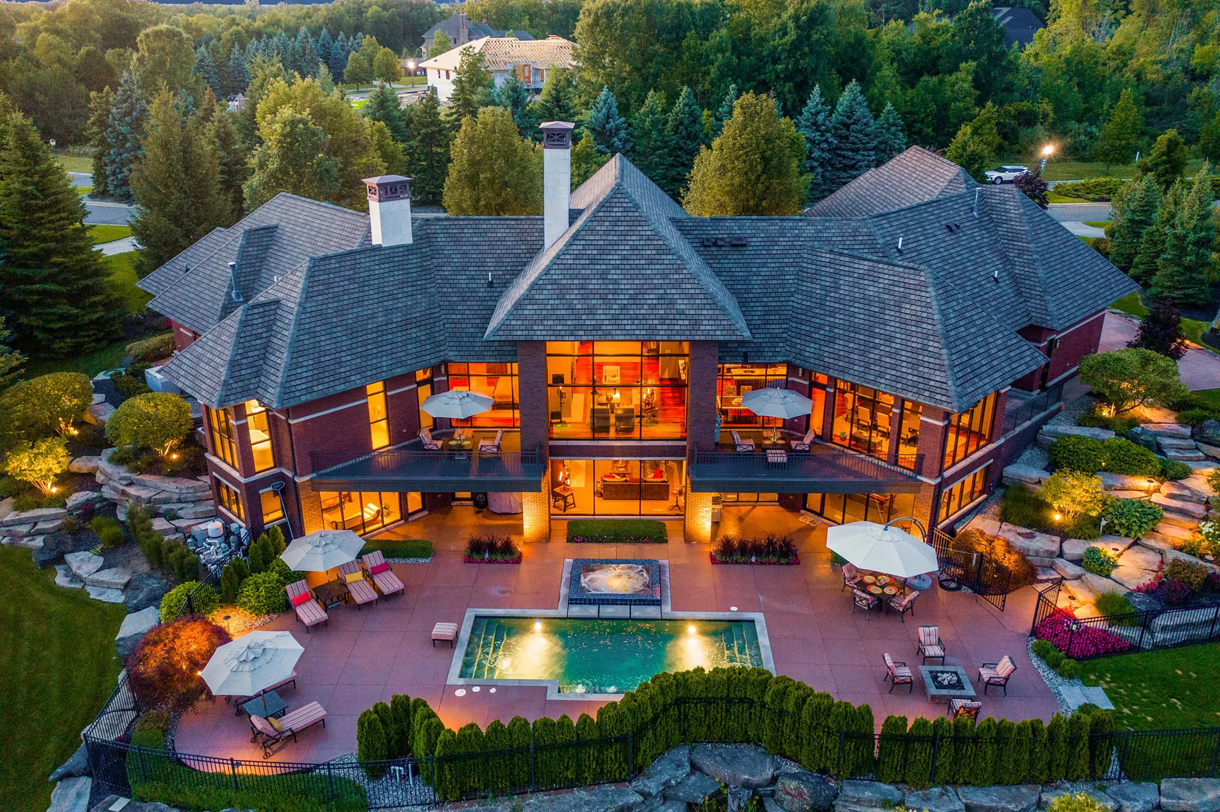 2 million dollar modern custom home with red brick