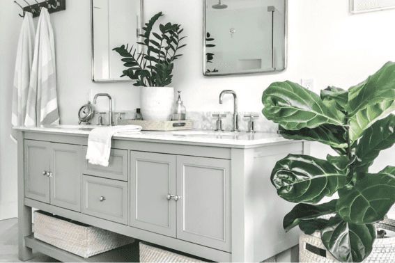 Grey Cabinets and Under Sink Storage in Fairfield County, Connecticut by Raymond Design Builders