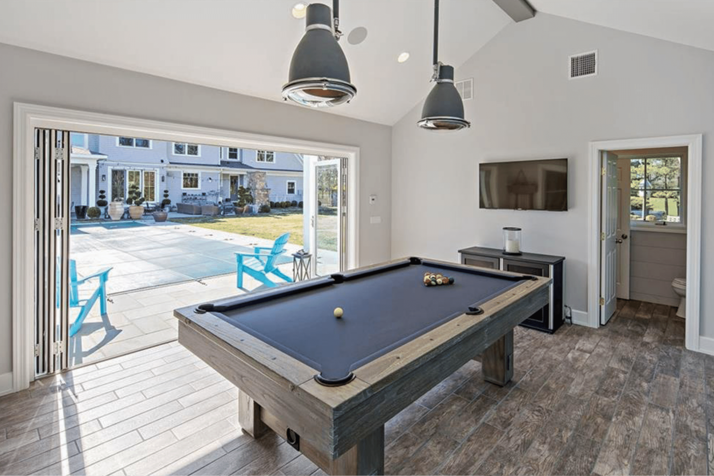 Indoor Pool Table in Pool House Indoor Pool Table in Pool House