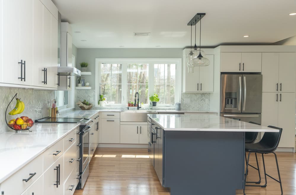 Hanford drive kitchen remodel with blue island by raymond design builders Hanford drive kitchen remodel with blue island by raymond design builders