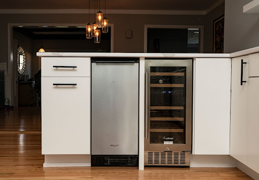 close up of wine fridge by raymond design builders